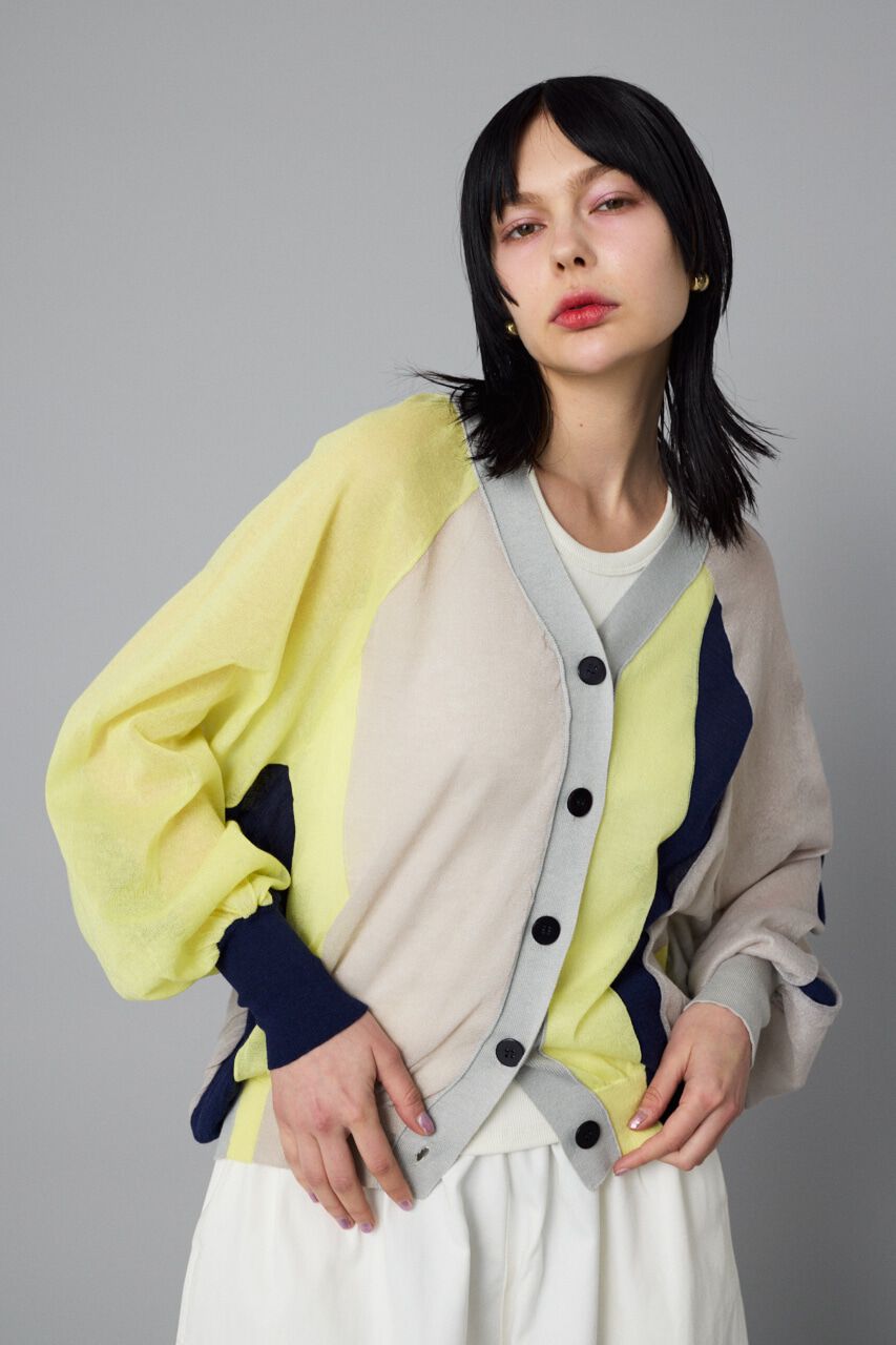 HeRIN.CYE「Color block sheer cardigan」|カーディガン|柄GRY5