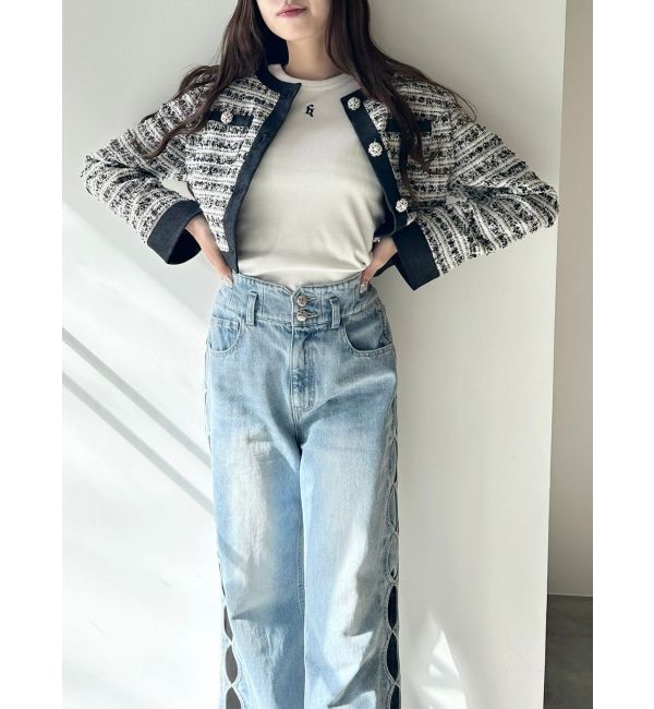 CALNAMUR「TWEED&times;DENIM BLOCKING JACKET/ツイード&times;デニムブロッキングジャケット」|その他|