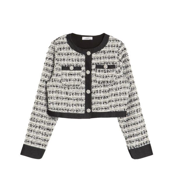 CALNAMUR「TWEED&times;DENIM BLOCKING JACKET/ツイード&times;デニムブロッキングジャケット」|その他|ブラック