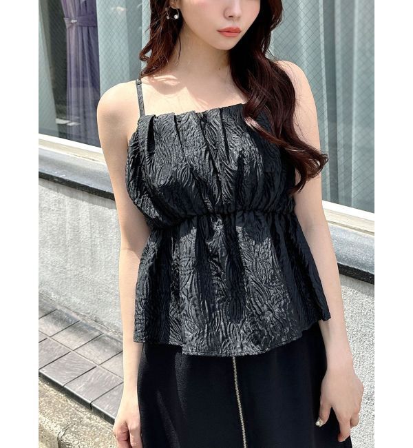 RESEXXY「ジャガードペプラムキャミチュニック【セットアップ着用可能】」|シャツ・ブラウス|ブラック