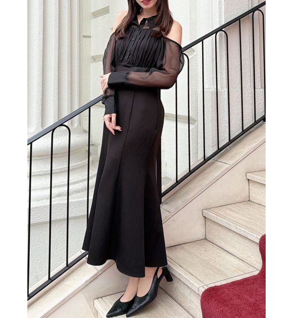 RESEXXY「シアースリーブシャツマーメイドワンピース」|ワンピース|ブラック