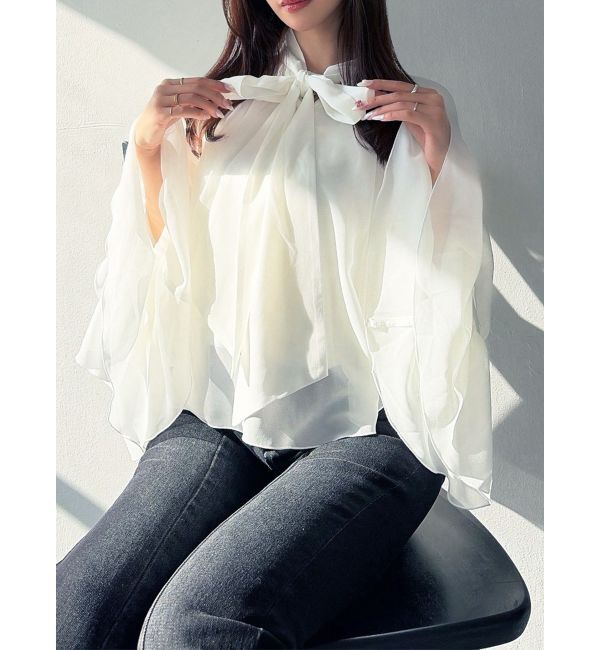 RESEXXY「ワイドスリーブラッフルボリュームブラウス」|シャツ・ブラウス|ホワイト