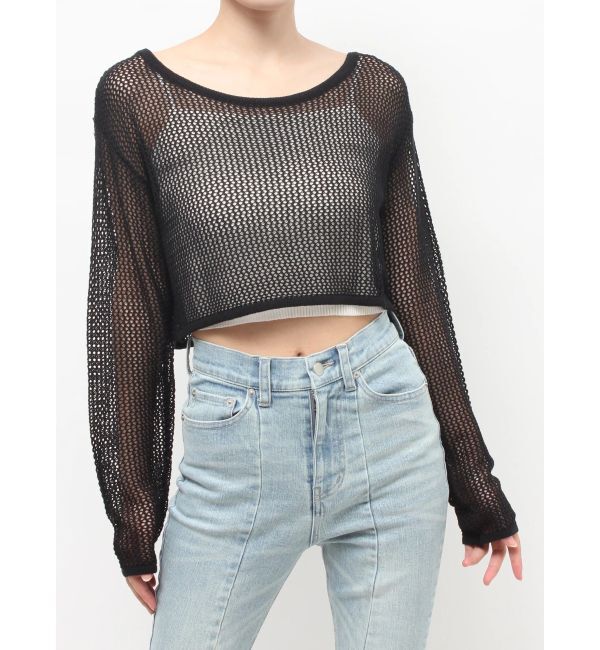RESEXXY「透かし編みクロップドニットトップス」|ニット・セーター|