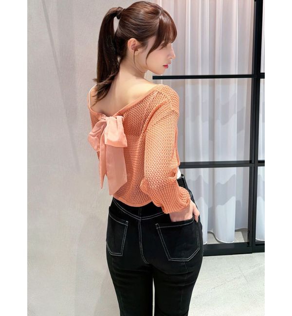 RESEXXY「透かし編みクロップドニットトップス」|ニット・セーター|