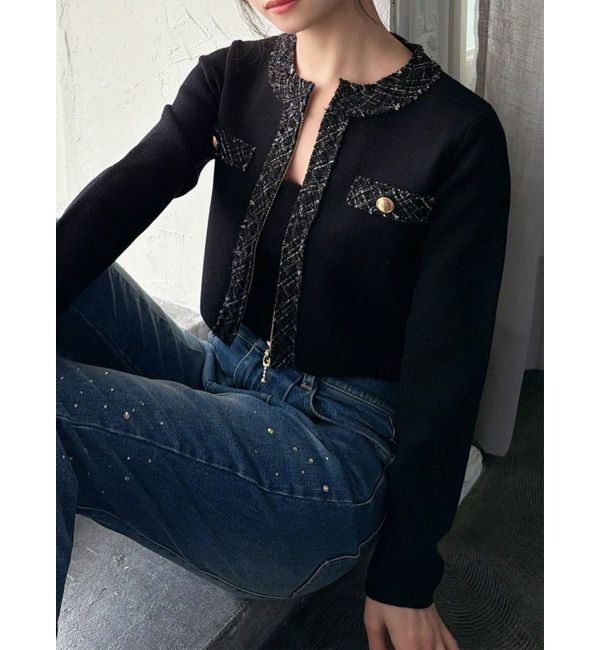 RESEXXY「ツイードデザインアンサンブル」|ニット・セーター|ブラック