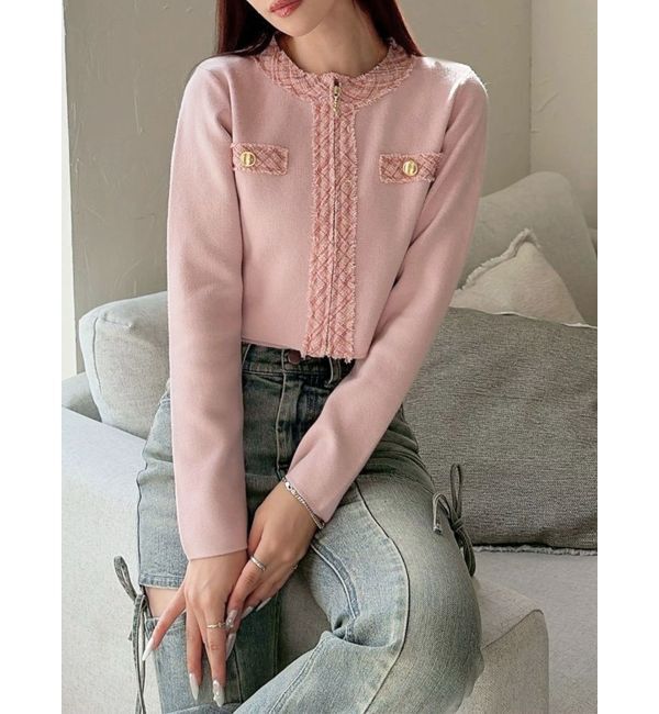 RESEXXY「ツイードデザインアンサンブル」|ニット・セーター|ピンク