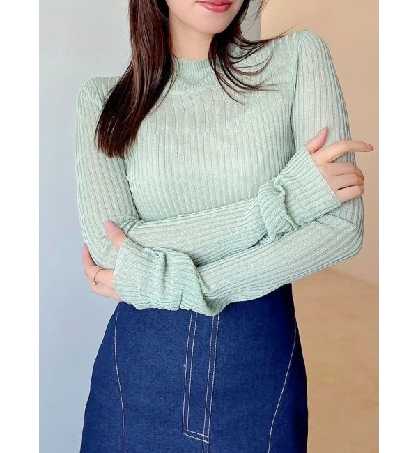 dazzlin「ハイネックミニスパンコールシアーニット」|ニット・セーター|