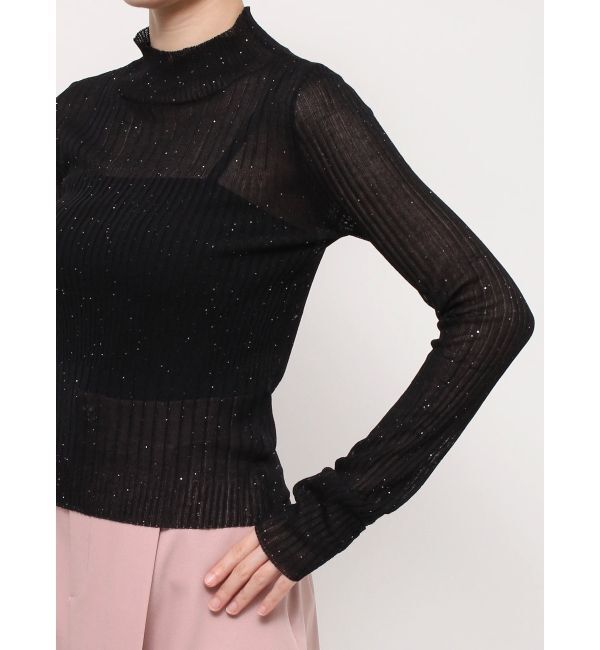 dazzlin「ハイネックミニスパンコールシアーニット」|ニット・セーター|
