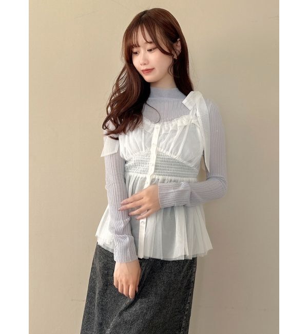 dazzlin「ハイネックミニスパンコールシアーニット」|ニット・セーター|