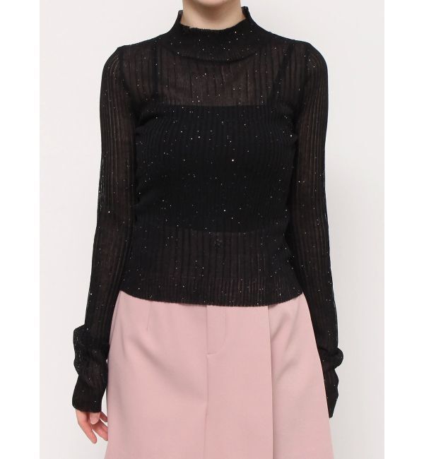 dazzlin「ハイネックミニスパンコールシアーニット」|ニット・セーター|