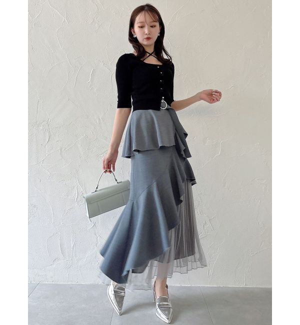 dazzlin「ハーフスリーブレイヤードカーデトップス」|ニット・セーター|