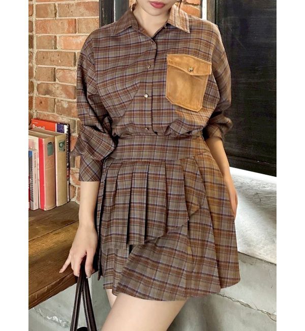 dazzlin「【セットアップ対応】チェックオーバーアソートシャツ」|シャツ・ブラウス|ブラウン