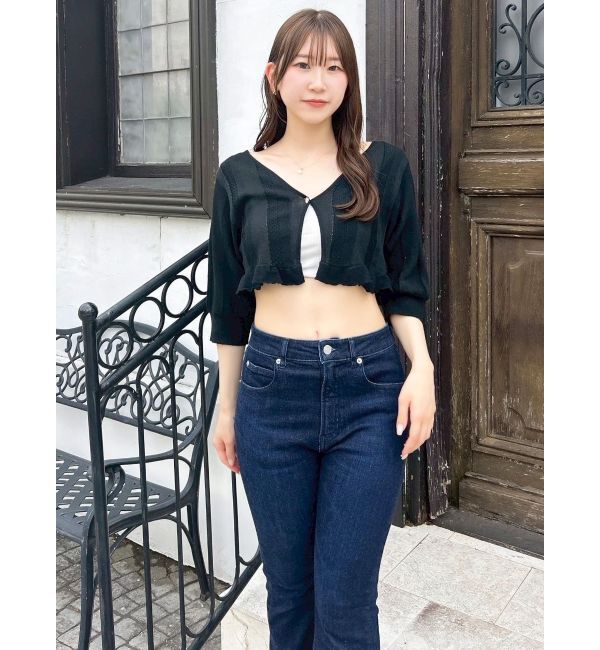 dazzlin「【吉田朱里】メイクアップフレアデニムパンツ」|デニム|