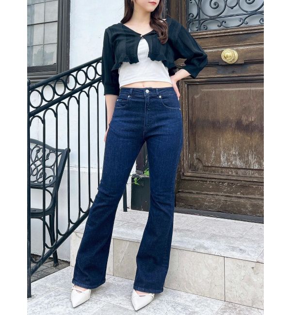 dazzlin「【吉田朱里】メイクアップフレアデニムパンツ」|デニム|