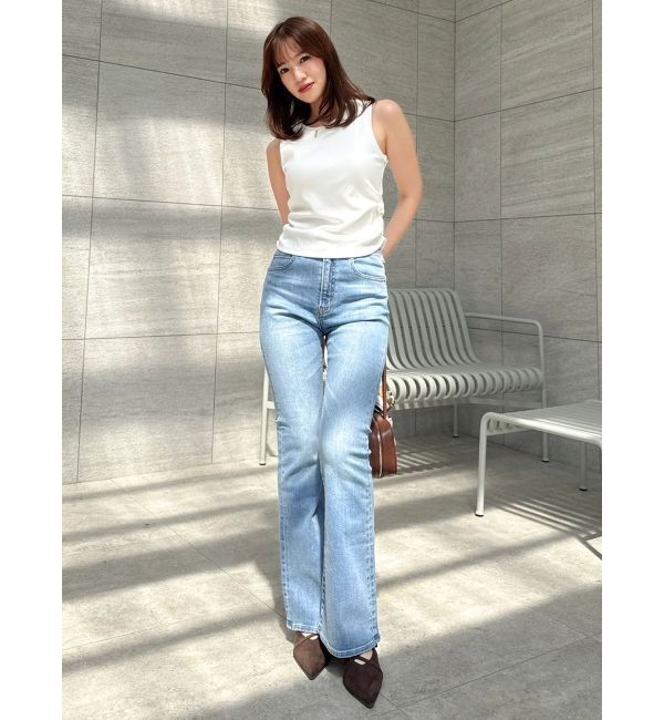dazzlin「【吉田朱里】メイクアップフレアデニムパンツ」|デニム|