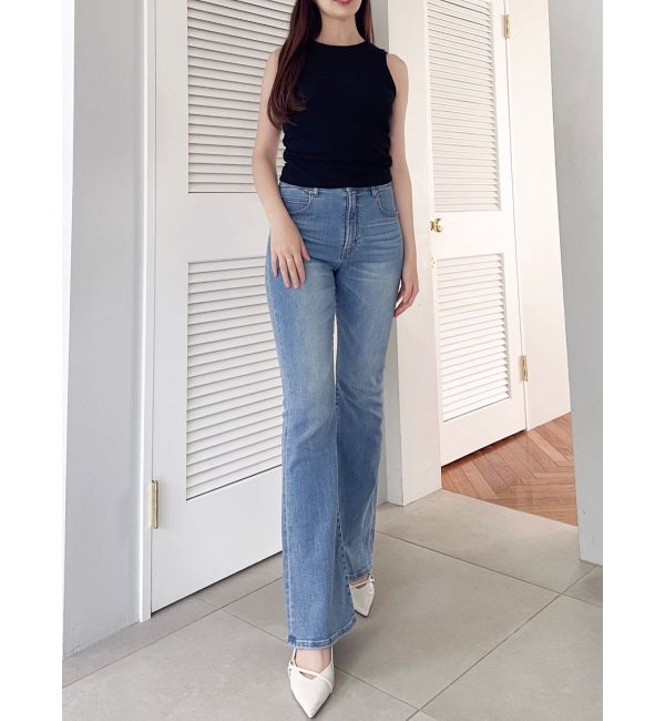 dazzlin「【吉田朱里】メイクアップフレアデニムパンツ」|デニム|