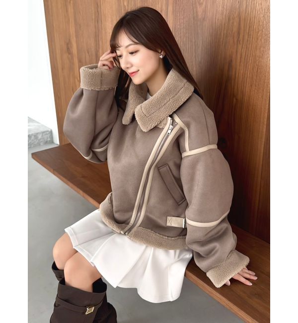 dazzlin「ビッグカラームートンブルゾン」|ブルゾン・スタジャン|ブラウン