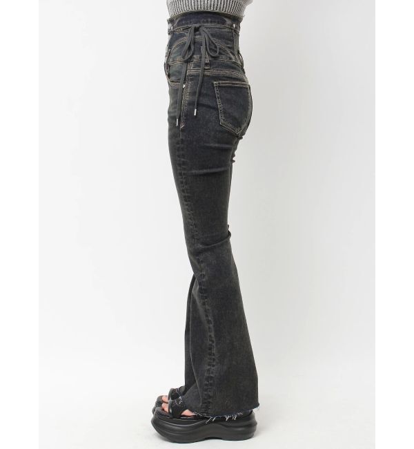 EMODA「サイドオープンハイウエストフレアパギンス」|デニム|