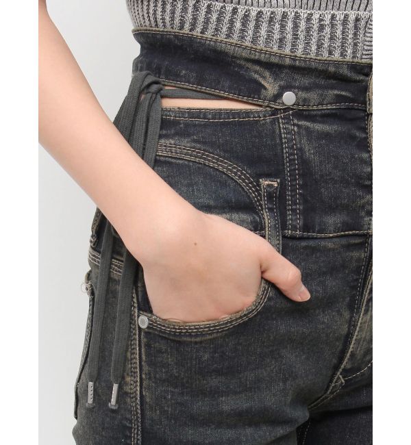 EMODA「サイドオープンハイウエストフレアパギンス」|デニム|