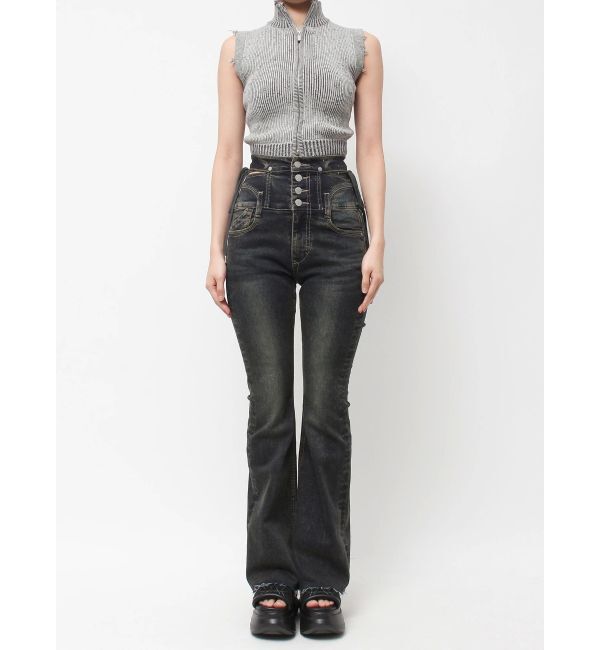 EMODA「サイドオープンハイウエストフレアパギンス」|デニム|