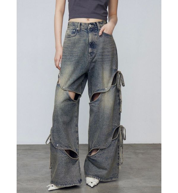 EMODA「カットアウトルーズジーンズ」|デニム|