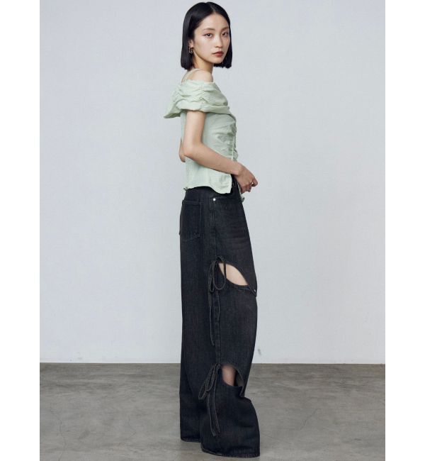 EMODA「カットアウトルーズジーンズ」|デニム|