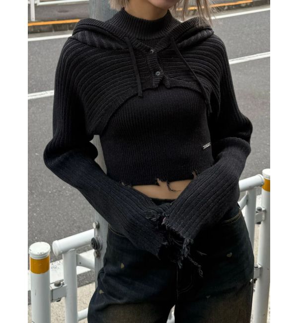 EMODA「フードペアニット」|ニット・セーター|ブラック