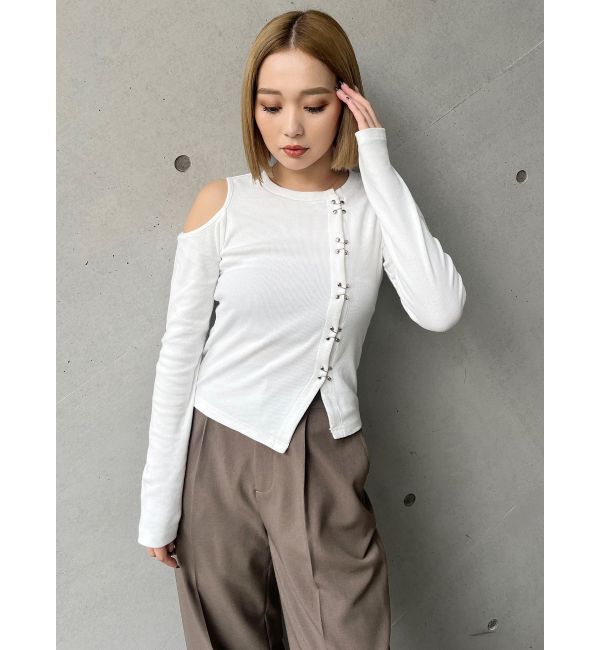 MURUA「ホックアシメリブトップス」|Tシャツ・カットソー|