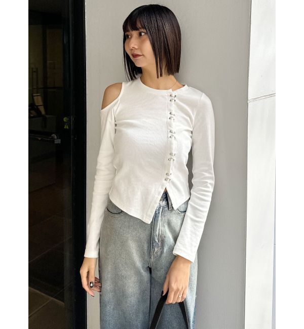 MURUA「ホックアシメリブトップス」|Tシャツ・カットソー|