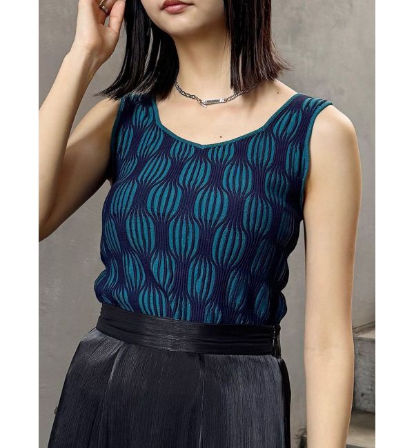 MURUA「ウェーブパターンニットタンク」|タンクトップ|ブルー