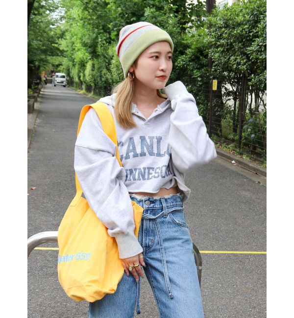 Ungrid「ボーダーニット帽」|ニット帽|グリーン