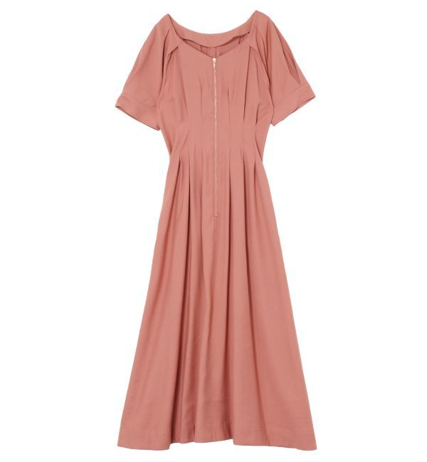 LAGUNAMOON「【追加生産/新色追加】フロントZIPウエストタックワンピース」|ワンピース|サーモンピンク