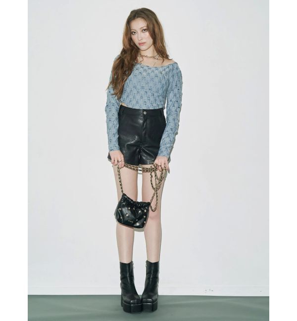 EVRIS「フェイクレザータイトショートパンツ」|その他|