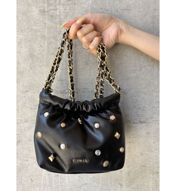 EVRIS「スタッズチェーンミニショルダーBAG」|ショルダー・メッセンジャー|ブラック