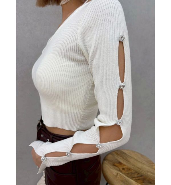 EVRIS「アームビジューニットトップス」|ニット・セーター|