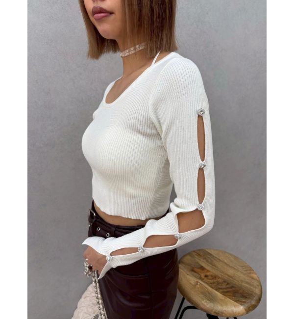 EVRIS「アームビジューニットトップス」|ニット・セーター|