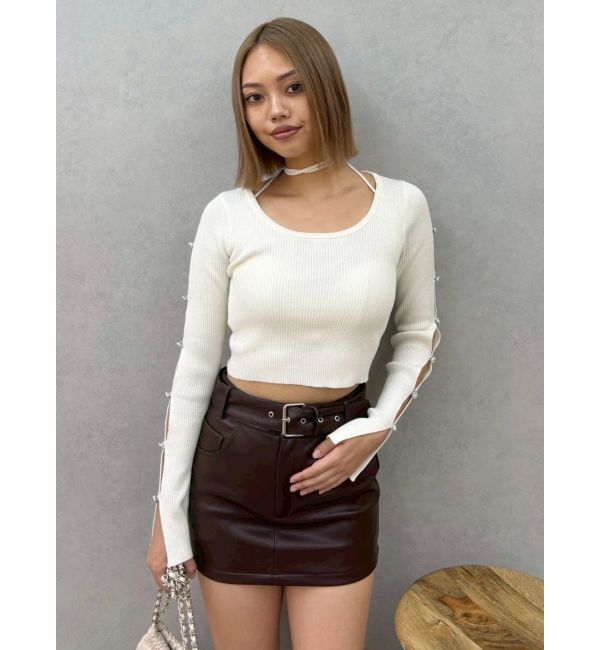 EVRIS「アームビジューニットトップス」|ニット・セーター|