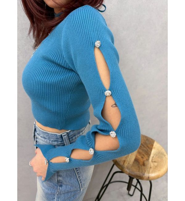 EVRIS「アームビジューニットトップス」|ニット・セーター|