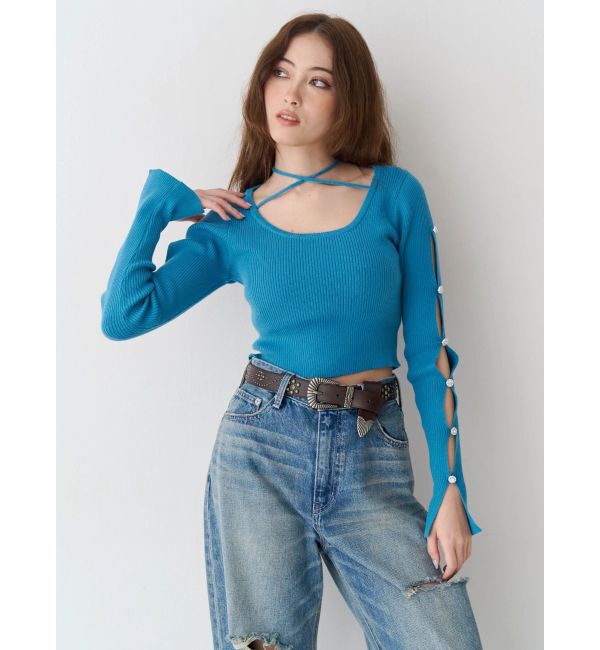 EVRIS「アームビジューニットトップス」|ニット・セーター|