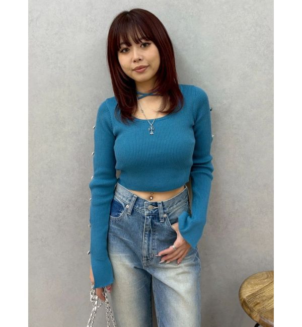 EVRIS「アームビジューニットトップス」|ニット・セーター|