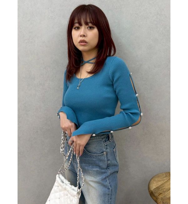 EVRIS「アームビジューニットトップス」|ニット・セーター|