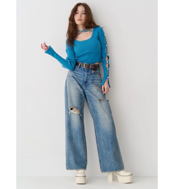 EVRIS「アームビジューニットトップス」|ニット・セーター|