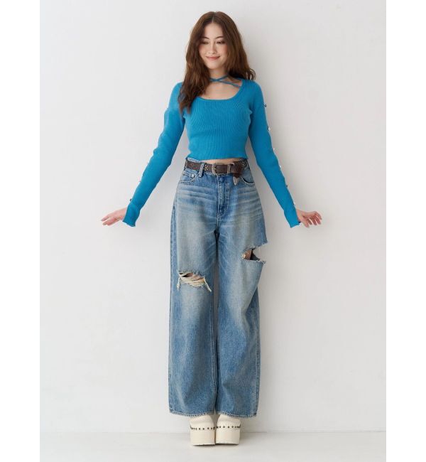 EVRIS「アームビジューニットトップス」|ニット・セーター|