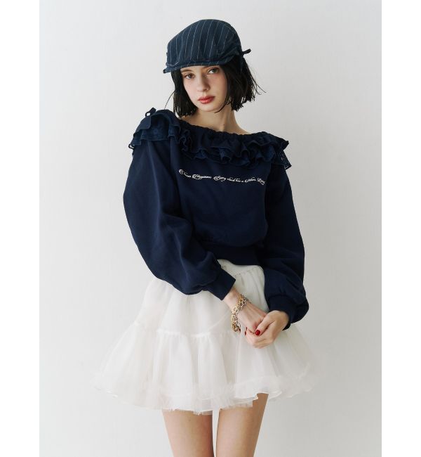 jouetie「レースドッキングオフショルプルオーバー【セットアップ対応】」|スウェット・ジャージ|