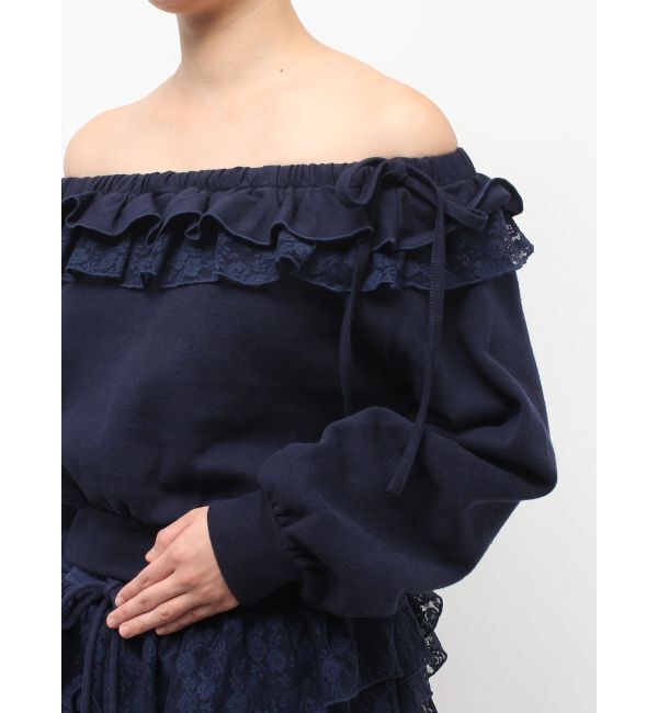 jouetie「レースドッキングオフショルプルオーバー【セットアップ対応】」|スウェット・ジャージ|