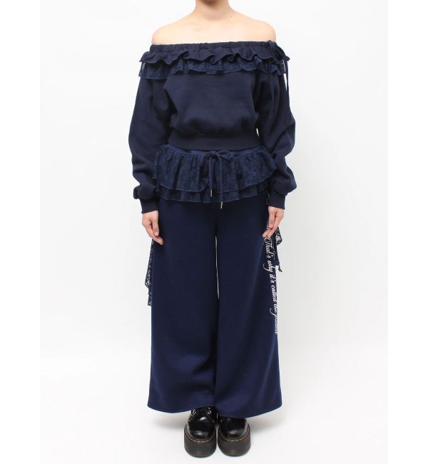 jouetie「レースドッキングオフショルプルオーバー【セットアップ対応】」|スウェット・ジャージ|