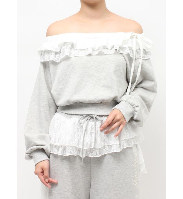 jouetie「レースドッキングオフショルプルオーバー【セットアップ対応】」|スウェット・ジャージ|