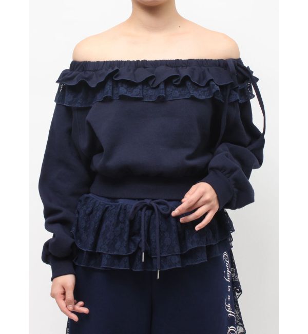 jouetie「レースドッキングオフショルプルオーバー【セットアップ対応】」|スウェット・ジャージ|