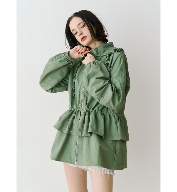jouetie「フリルマウンテンブルゾン」|ブルゾン・スタジャン|カーキ