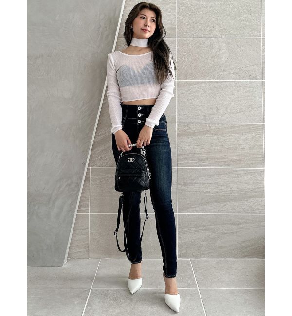 GYDA「チョーカー付きシアーニットトップス」|ニット・セーター|